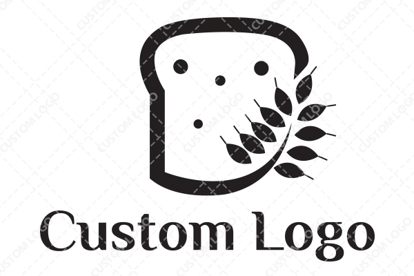 Abstract of a Bread Merged with a Grain of Wheat Logo